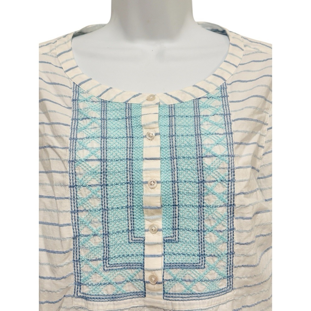 Vineyard Vines Women Tunic Top 14 Seersucker Embroidered Blue Stripe #2W2026‎ - Picture 3 of 10
